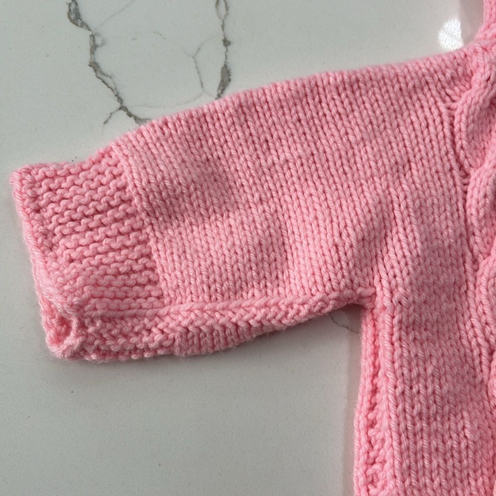 Handmade Pink Infant Girls Cable Knit Hand Made Hoodie Sweater Tassels 18-24M - Picture 6 of 11
